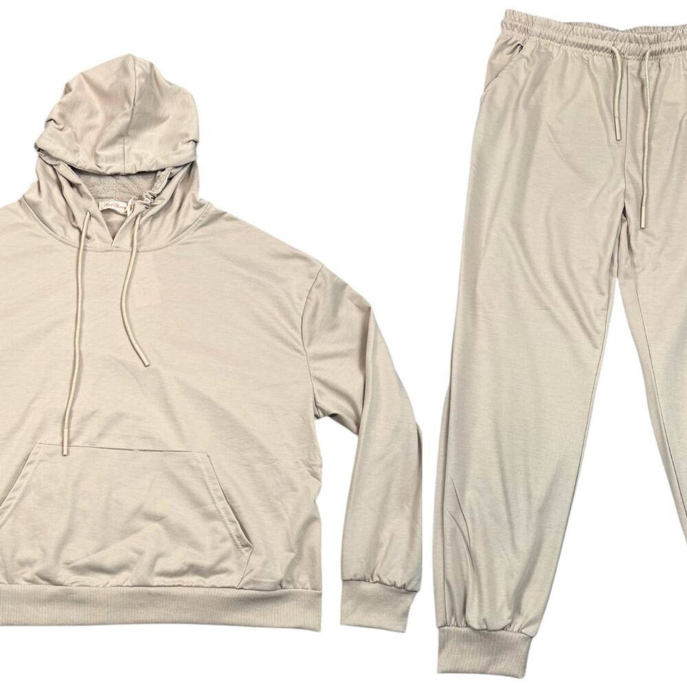 NWT Red Marine Khaki Hoodie Jogger Set Matching Tracksuit Loungewear - 2XL